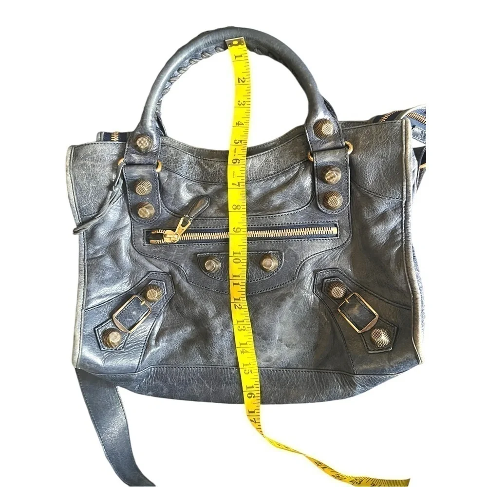 BALENCIAGA Moto Le City Giant Blue 
Lambskin Leather Handbag &  Wallet - Picture 13 of 17